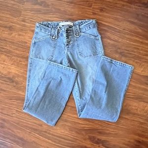 EUC Express 3 button down faded denim jeans